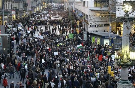 MANIFESTATIONS CONTRE L'OFFENSIVE ISRAàƒ‰LIENNE EN EUROPE ET AU PROCHE-ORIENT